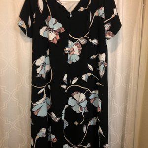 a new day black & floral dress w/ pockets